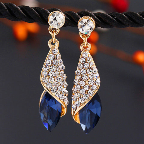 Luxury Brand Crystal Earrings Rhinestone Water Drop Elegant Charm