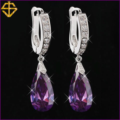SI 18K Silver Plated Vintage Channel Water Drop Earrings